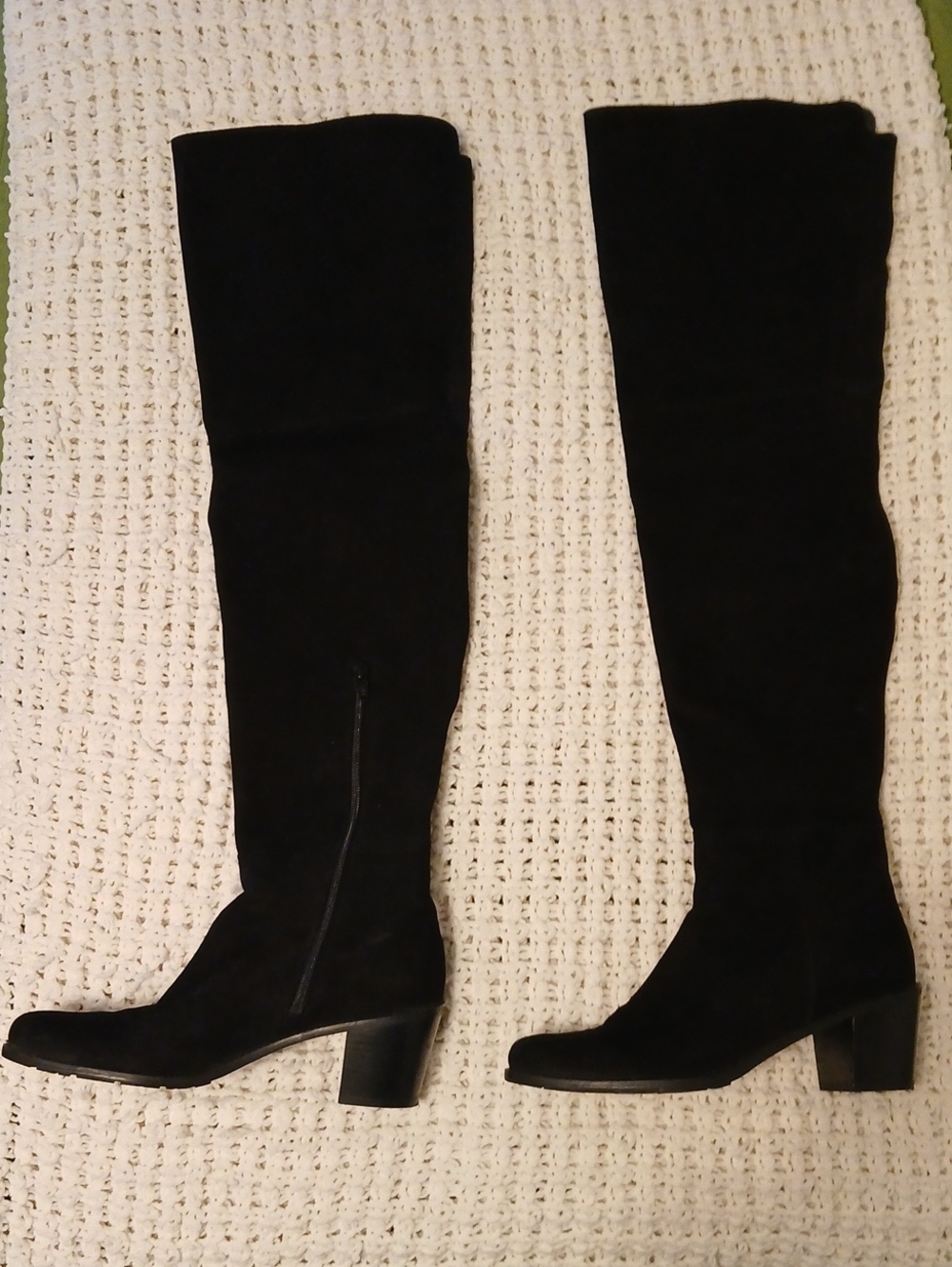 Stuart Weitzman Black Over-the-Knee Block Heel Boots